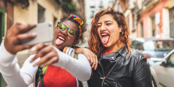 two friends take a selfie together