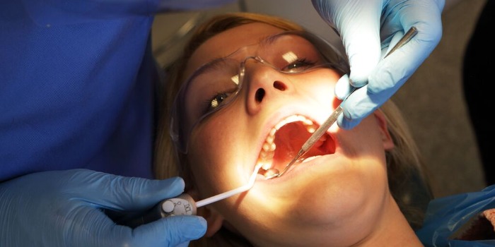 woman having dental check up