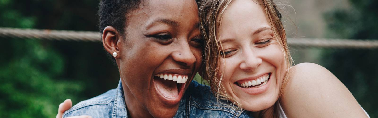 Two friends smiling