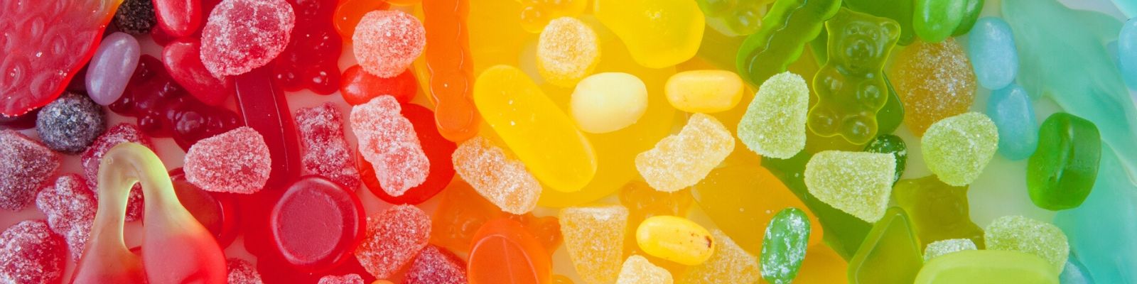 Rainbow of different jelly sweets